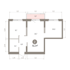 51.00 м² | 7 - 8 эт. 00
