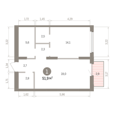 51.00 м² | 3 - 16 эт. 00
