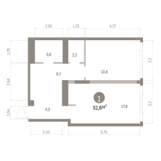 51.00 м² | 21 - 24 эт. 00