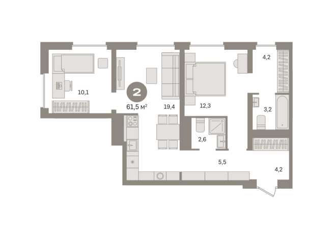 61.00 м² | 2 - 8 эт.