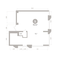 74.00 м² | 12 - 25 эт. 01