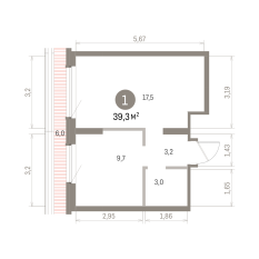 39.00 м² | 8 - 9 эт. 00