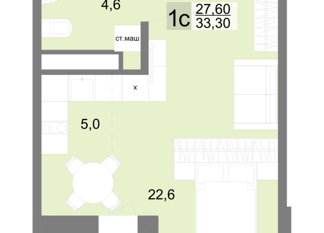 33.00 м² | 20 - 26 эт.