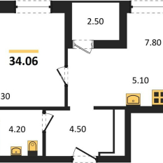 1-к квартира | 34.00 м² | 7 - 8 эт. 11