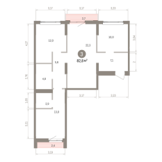 82.00 м² | 3 - 7 эт. 00