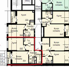 1-к квартира | 43.80 м² | 3 - 7 эт. 00