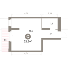 32.00 м² | 4 - 16 эт. 00