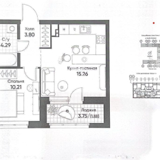 1-к квартира | 37.00 м² | 5 - 16 эт. 00