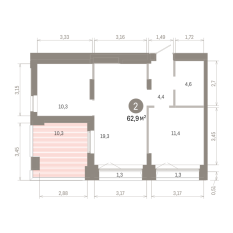 62.00 м² | 15 - 16 эт. 00