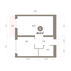 39.00 м² | 3 - 9 эт. 00