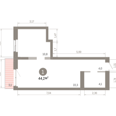 44.00 м² | 7 - 8 эт. 00