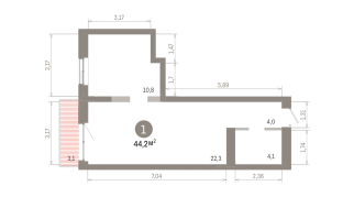 44.00 м² | 7 - 8 эт.