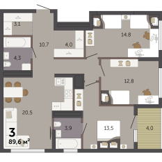 89.60 м² | 20 - 32 эт. 00