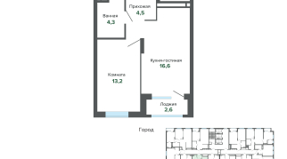 41.07 м² | 7 - 25 эт.