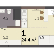 24.40 м² | 16 - 32 эт. 00
