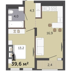 39.60 м² | 9 - 19 эт. 00