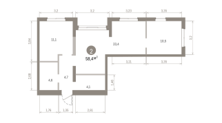 58.00 м² | 5 - 24 эт.