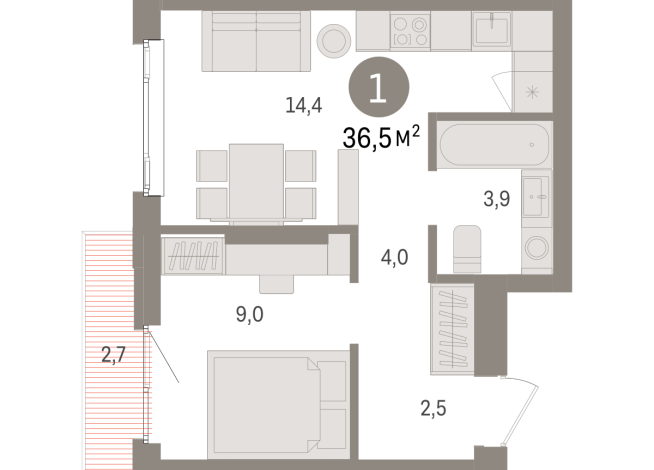 36.00 м² | 7 - 25 эт.