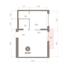 43.00 м² | 6 - 9 эт. 00