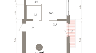 43.00 м² | 6 - 9 эт.