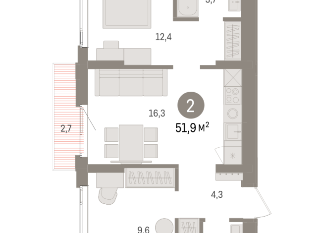 51.00 м² | 5 - 7 эт.