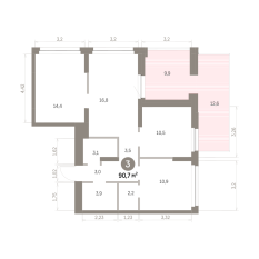 90.00 м² | 3 - 16 эт. 00