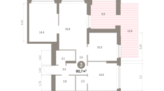 90.00 м² | 3 - 16 эт.