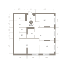 93.00 м² | 2 - 25 эт. 00