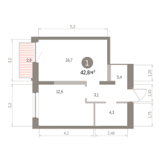 42.00 м² | 9 - 16 эт. 00