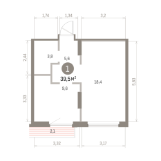 39.00 м² | 3 - 8 эт. 00