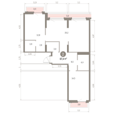 87.00 м² | 8 - 9 эт. 00