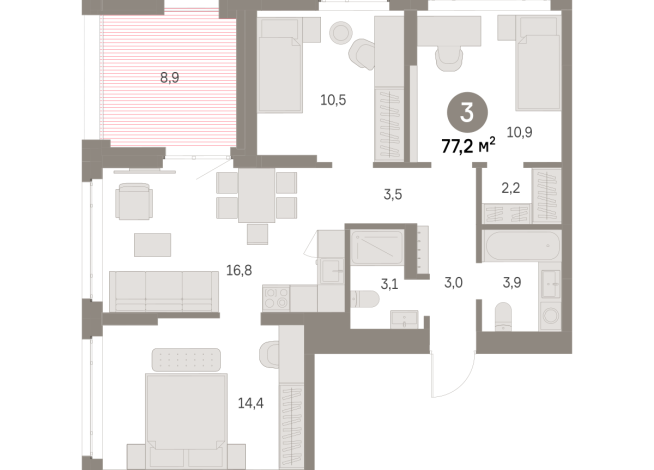 77.00 м² | 5 - 16 эт.