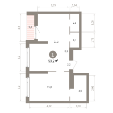 53.00 м² | 21 - 25 эт. 00