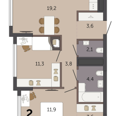 59.90 м² | 30 - 32 эт. 00