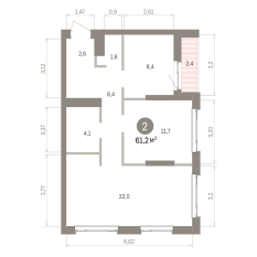61.00 м² | 16 - 25 эт. 00