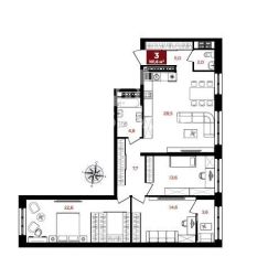 3-к квартира | 101.00 м² | 4 - 21 эт. 120