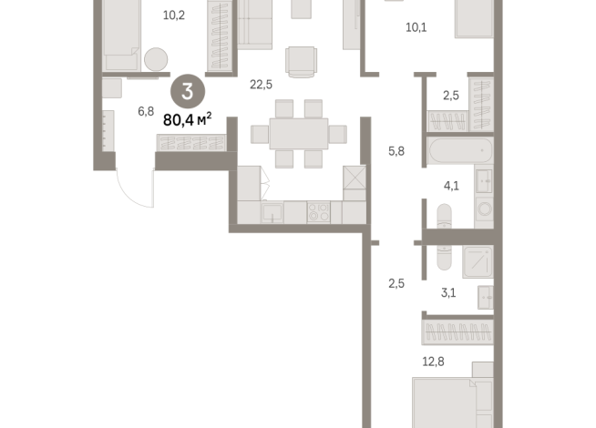 80.00 м² | 4 - 8 эт.