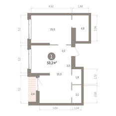 53.00 м² | 21 - 25 эт. 00