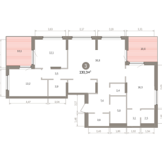 130.00 м² | 15 - 16 эт. 00