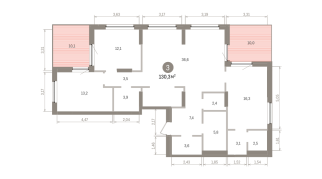 130.00 м² | 15 - 16 эт.