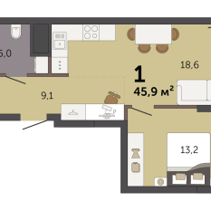 45.90 м² | 9 - 32 эт. 00