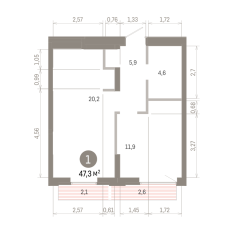 47.00 м² | 10 - 16 эт. 00