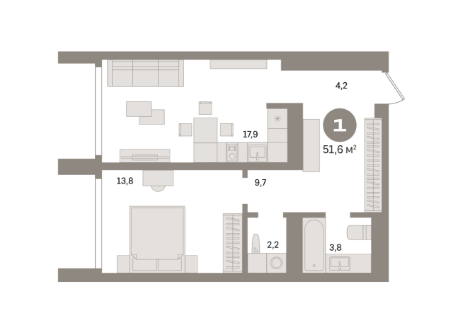51.00 м² | 22 - 24 эт.