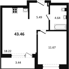 1-к квартира | 43.46 м² | 22 - 29 эт. 20