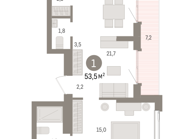 53.00 м² | 23 - 25 эт.