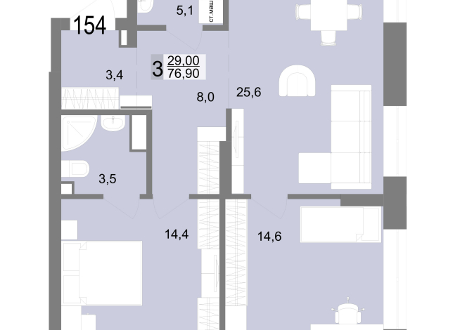 76.90 м² | 24 - 25 эт.