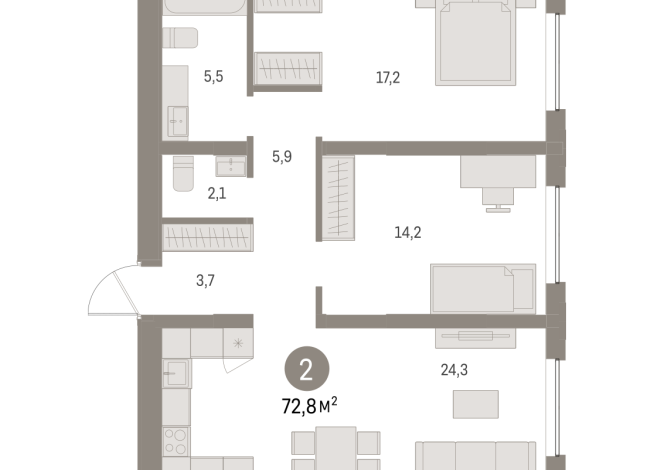 72.00 м² | 3 - 16 эт.