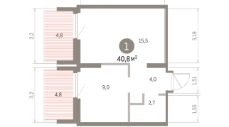 40.00 м² | 6 - 9 эт.