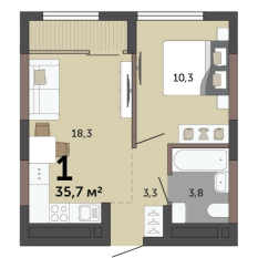 35.70 м² | 12 - 15 эт. 00