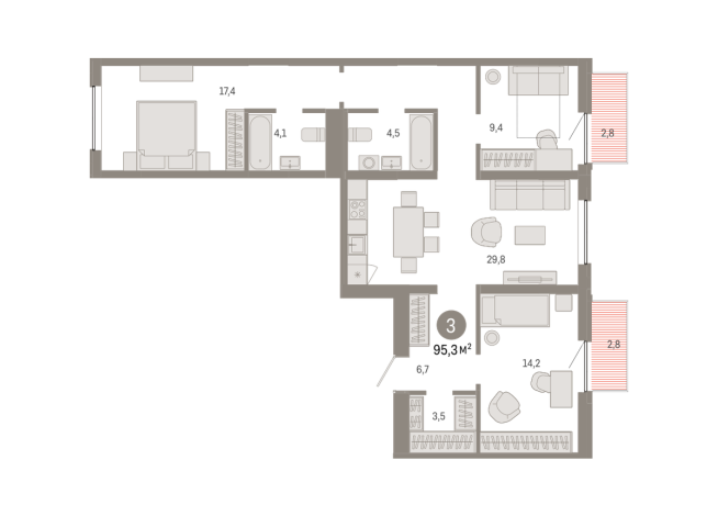 95.00 м² | 5 - 7 эт.